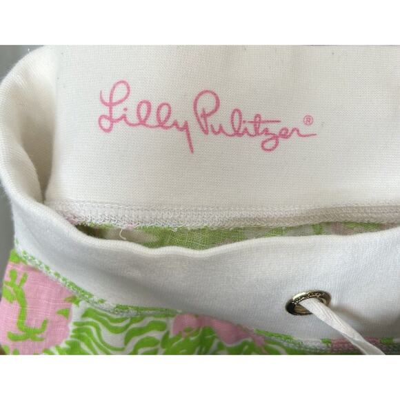 Lilly Pulitzer The Beach Sun Lions green & pink linen pants size S New with Tags - Picture 3 of 5